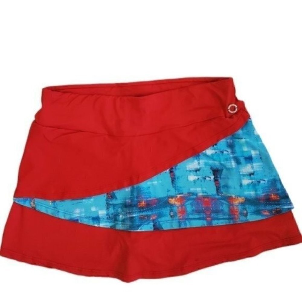 Girl's Bluefish Red and Blue Swim Skorts